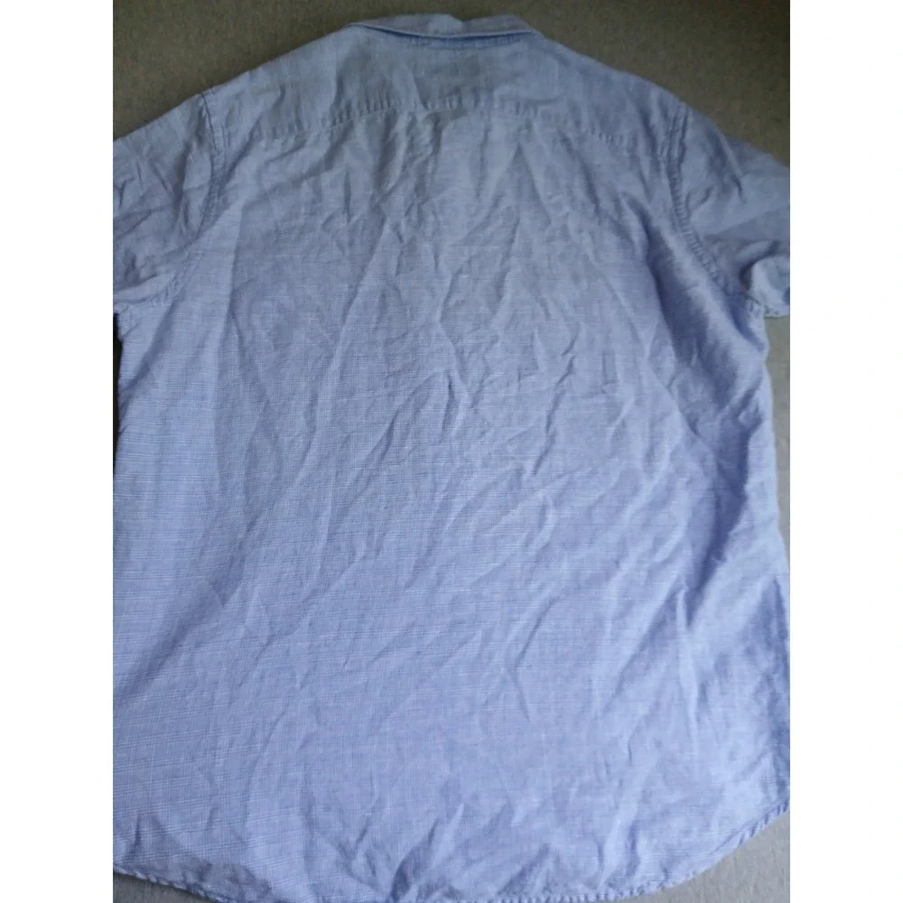 Banana Republic Shirt Mens Large Linen Button Down Preppy Blue Casual Slim Fit